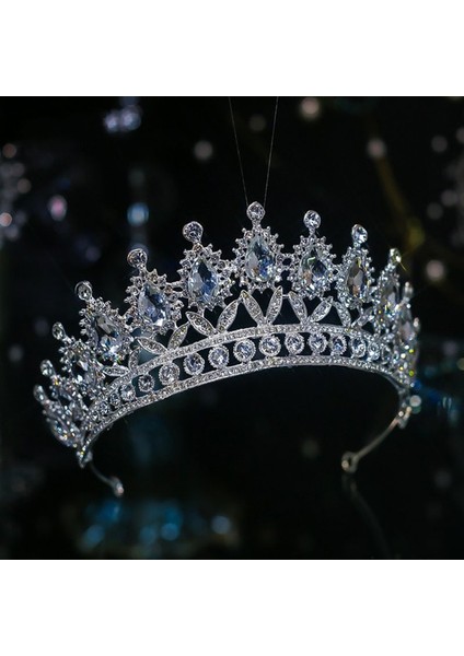 Taçlar Tarzı No.3 Boyutu Lüks Çeşitli Gümüş Renk Kristal Gelin Tiaras Taç Taklidi Pageant Diadema Collares Headpieces Düğün Saç Aksesuarları (Yurt Dışından)