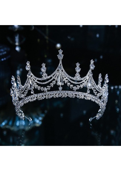 Taçlar Tarzı No.3 Boyutu Lüks Çeşitli Gümüş Renk Kristal Gelin Tiaras Taç Taklidi Pageant Diadema Collares Headpieces Düğün Saç Aksesuarları (Yurt Dışından) modelleri