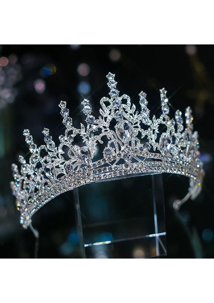 Taçlar Tarzı No.3 Boyutu Lüks Çeşitli Gümüş Renk Kristal Gelin Tiaras Taç Taklidi Pageant Diadema Collares Headpieces Düğün Saç Aksesuarları (Yurt Dışından) fırsatları