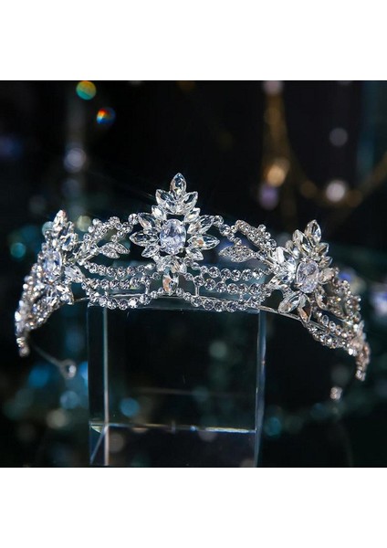 Taçlar Tarzı No.3 Boyutu Lüks Çeşitli Gümüş Renk Kristal Gelin Tiaras Taç Taklidi Pageant Diadema Collares Headpieces Düğün Saç Aksesuarları (Yurt Dışından) indirimleri