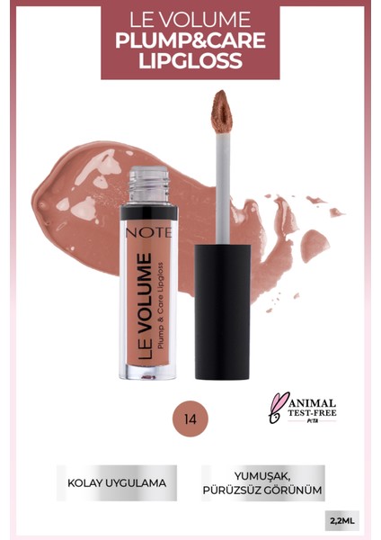 Note Le Volume Plump & Care Lipgloss Dudak Parlatıcısı 14 Bare Blush - Nude fiyatları