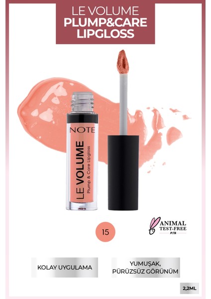 Note Le Volume Plump & Care Lipgloss Dudak Parlatıcısı 15 Peachy Drop - Nude
