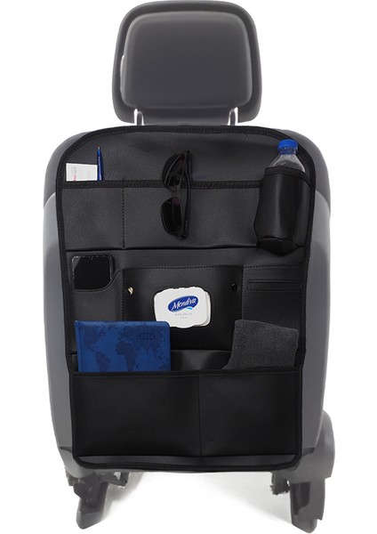 Siyah Oto Koltuk Arkası Düzenleyici Deri Organizer 44 x 62 cm / 1 Adet