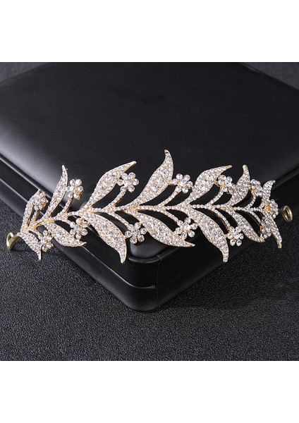 Altın Lüks Gümüş Renk Kristal Yaprak Asma Gelin Tiaras Taçlar Düğün Saç Aksesuarları Taklidi Pageant Taç Gelin Saç Takı (Yurt Dışından)