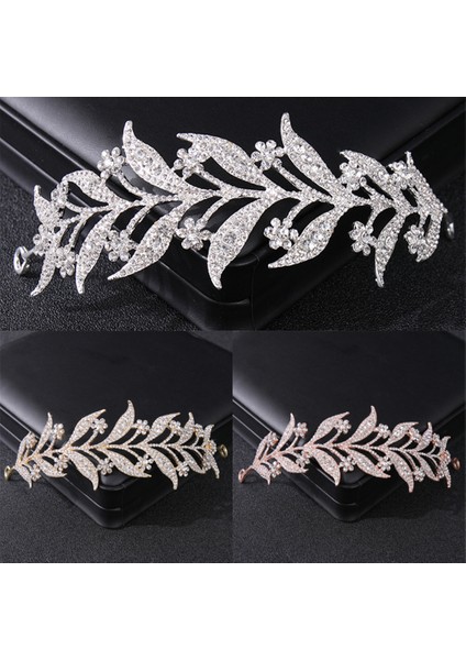 Altın Lüks Gümüş Renk Kristal Yaprak Asma Gelin Tiaras Taçlar Düğün Saç Aksesuarları Taklidi Pageant Taç Gelin Saç Takı (Yurt Dışından) modelleri