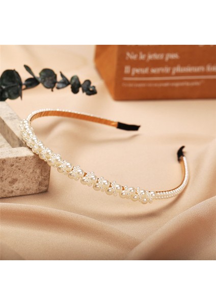 NO.70145 Boyutu Yeni Basit Tam Inciler Kadın Hairbands Tatlı Kafa Bandı Saç Çemberler Tutucu Süs Kafa Bandı Bayan Zarif Moda Saç Aksesuarları (Yurt Dışından)