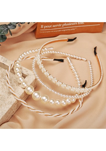 NO.70145 Boyutu Yeni Basit Tam Inciler Kadın Hairbands Tatlı Kafa Bandı Saç Çemberler Tutucu Süs Kafa Bandı Bayan Zarif Moda Saç Aksesuarları (Yurt Dışından)