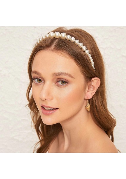 NO.70145 Boyutu Yeni Basit Tam Inciler Kadın Hairbands Tatlı Kafa Bandı Saç Çemberler Tutucu Süs Kafa Bandı Bayan Zarif Moda Saç Aksesuarları (Yurt Dışından)