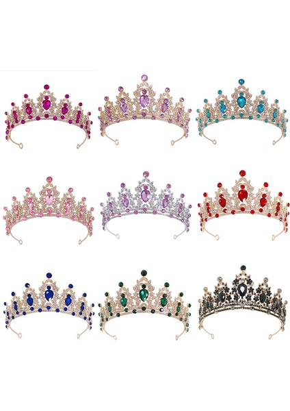 Altın Barok Vintage Kristal Rhinestone Tiaras ve Taçlar Daha Fazla Renk Kraliçe Prenses Diadems Düğün Saç Aksesuarları Kadınlar Takı (Yurt Dışından)