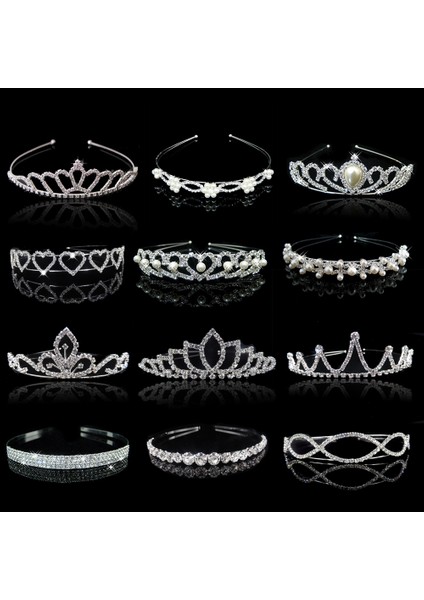 No.4 Boyutu 20 Stil Çocuk Sevimli Prenses Tiaras ve Taçlar Kristal Kafa Bandı Gelin Taç Düğün Parti Aksesuarları Kız Moda Saç Takı (Yurt Dışından)