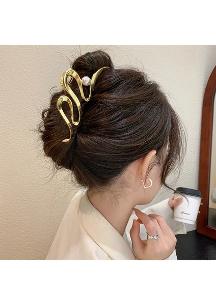 3-Altın Moda Geometrik Metal Saç Pençe Klipsleri Kadınlar Için Vintage Saç Kelepçeleri Yengeç Kafa Bandı Firkete Kızlar Saç Aksesuarları Şapkalar (Yurt Dışından) modelleri