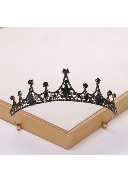 No.10 Boyutu Barok Vintage Siyah Tiara ve Taçlar Kristal Rhinestone Düğün Saç Aksesuarları Kraliçe Prenses Taç Daha Fazla Tasarım Kafa Takı (Yurt Dışından)