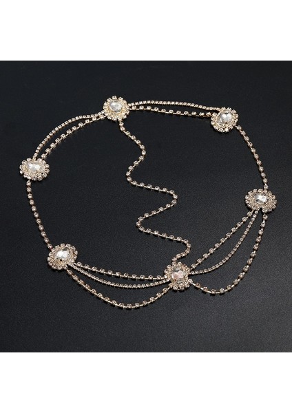 Altın Vintage Boho Kafa Bandı Kadınlar Için Lüks Kristal Saç Takı Çok Katmanlı Püskül Saç Bandı Gelin Saç Zinciri Düğün Aksesuarları (Yurt Dışından)
