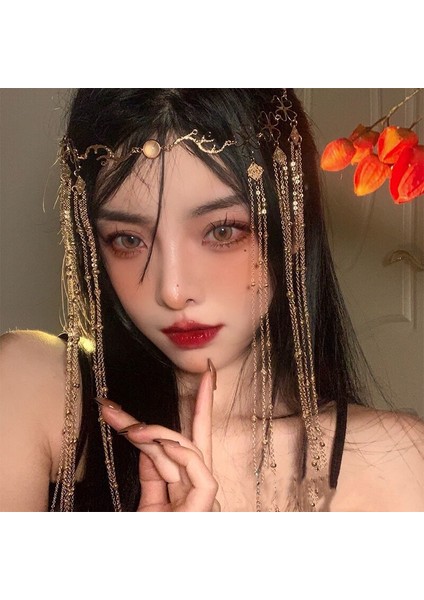 Ha 1 Adet Fashioy Kafa Zinciri Taklidi Uzun Püskül Saç Süsü Su Damlası Kristal Retro Saç Tokası Kadın Gelin Saç Süsü (Yurt Dışından) modelleri