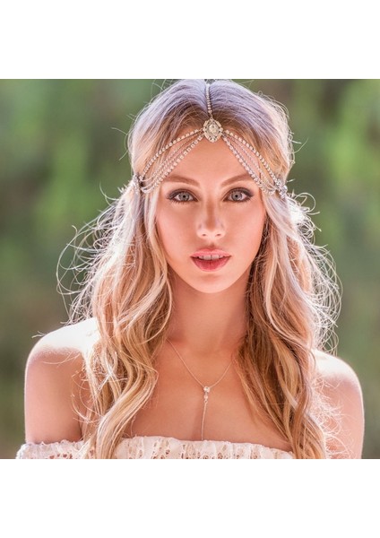 Altın Vintage Boho Kafa Bandı Kadınlar Için Lüks Kristal Saç Takı Çok Katmanlı Püskül Saç Bandı Gelin Saç Zinciri Düğün Aksesuarları (Yurt Dışından) modelleri