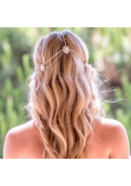 Altın Vintage Boho Kafa Bandı Kadınlar Için Lüks Kristal Saç Takı Çok Katmanlı Püskül Saç Bandı Gelin Saç Zinciri Düğün Aksesuarları (Yurt Dışından) fırsatları