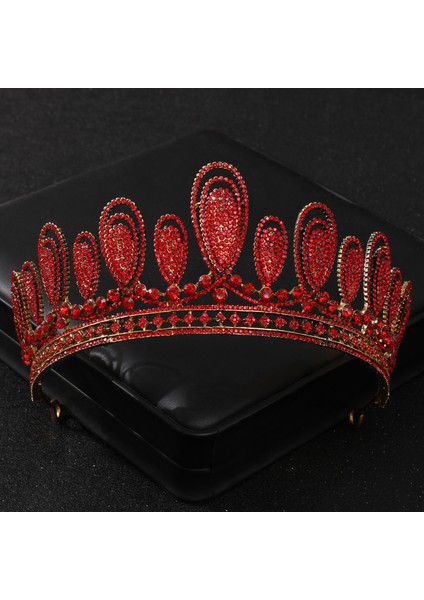 Hiçbiri Barok Kırmızı Kristal Tiaras ve Taçlar Balo Taklidi Gelin Diadem Taç Taira Kadınlar Için Düğün Saç Aksesuarları Takı Taç (Yurt Dışından)