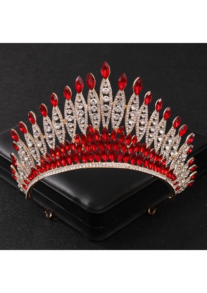 Hiçbiri Barok Kırmızı Kristal Tiaras ve Taçlar Balo Taklidi Gelin Diadem Taç Taira Kadınlar Için Düğün Saç Aksesuarları Takı Taç (Yurt Dışından) modelleri