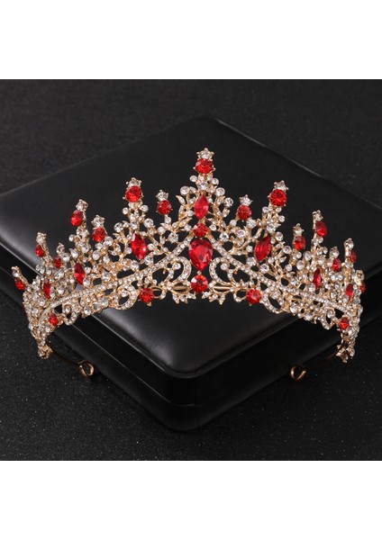Hiçbiri Barok Kırmızı Kristal Tiaras ve Taçlar Balo Taklidi Gelin Diadem Taç Taira Kadınlar Için Düğün Saç Aksesuarları Takı Taç (Yurt Dışından) indirimleri