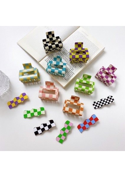 B-4 2023 Yeni Moda Kız Tatlı Saç Tokası Akrilik Kare Saç Tokası Aksesuarları Renk Izgara Saç Pençe Kadınlar Için Zarif Köpekbalığı Klipleri (Yurt Dışından) fiyatları