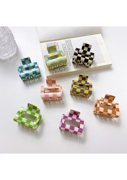 B-4 2023 Yeni Moda Kız Tatlı Saç Tokası Akrilik Kare Saç Tokası Aksesuarları Renk Izgara Saç Pençe Kadınlar Için Zarif Köpekbalığı Klipleri (Yurt Dışından) modelleri