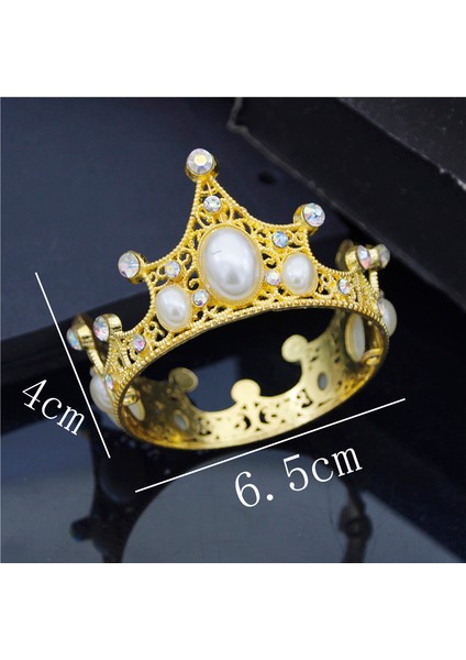 No.12 Boyutu Erkek Kız Için Küçük Metal Taç Bebek Doğum Günü Balo Tiaras Inciler Saç Takı Bebek Kek Süsleri Kafa Aksesuarları (Yurt Dışından)