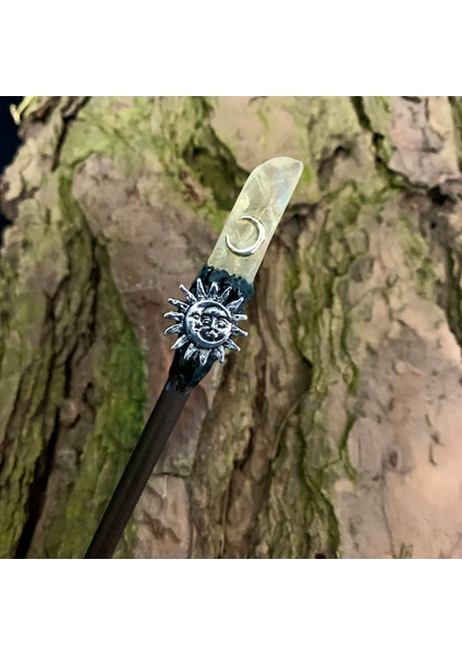 Fz-67-01 El Yapımı El Sanatları Vintage Cadı Değnek Sihirli Değnek Kristal Firkete Cadı Şube Jeanne D'arc Saç Sopa Wiccan Gelin Düğün Hediyesi (Yurt Dışından)