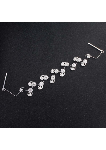 HS-J4749-GÜMÜŞ Qyy Moda Kristal Düğün Saç Aksesuarları Tokalar Gelin Saç Takı Taklidi Kadın Saç Dudaklar Headpieces (Yurt Dışından)