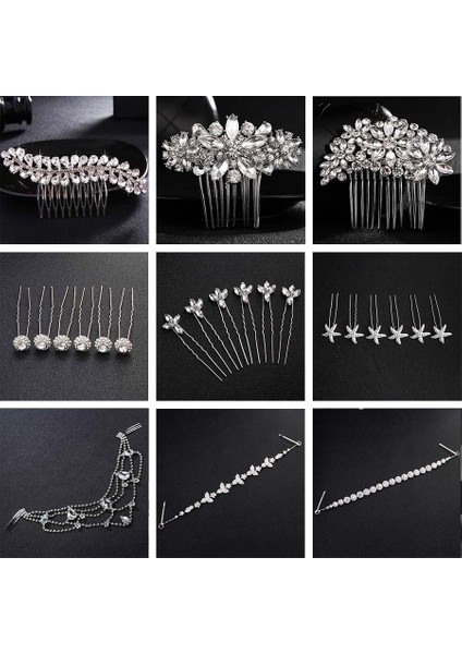 HS-J4749-GÜMÜŞ Qyy Moda Kristal Düğün Saç Aksesuarları Tokalar Gelin Saç Takı Taklidi Kadın Saç Dudaklar Headpieces (Yurt Dışından) fiyatları