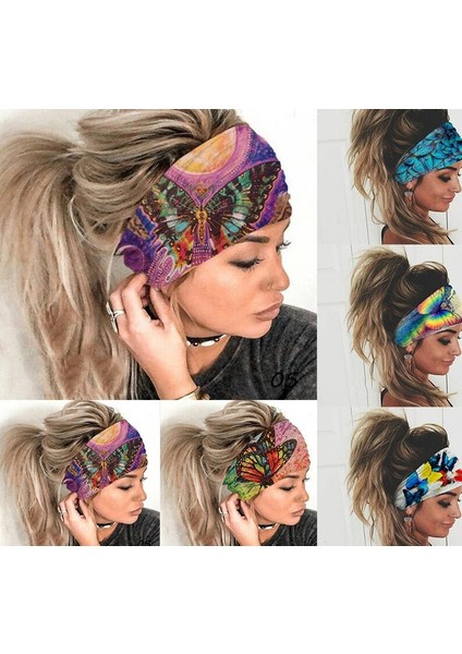 No.15 Boyutu Bohem Kafa Bandı Hippi Elastik Bandana Golf Sopası Kılıfı Wrap Erkekler ve Kadınlar Için Gökkuşağı Psychedelic Çiçek Desen 60's 70's Retro Boho (Yurt Dışından)