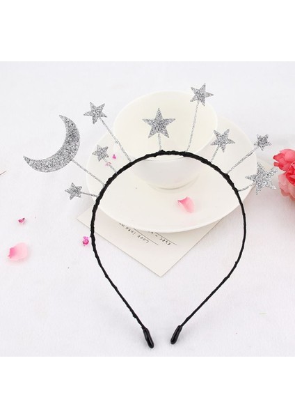 6EE412186-1 Prenses Kız Cadılar Bayramı Partisi Taç Bandı Glitter Toz Ay Yıldız Takılar Metal Alaşım Saç Çember Doğum Günü Tiara Başlığı Hediye (Yurt Dışından) fiyatları