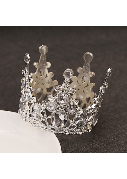 Gümüş Gelin Düğün Tiaras Kristal Küçük Taç Brithday Pasta Pişirme Dekoratif Kafa Takı Çocuk Küçük Diadem Saç Aksesuarları (Yurt Dışından) indirimleri