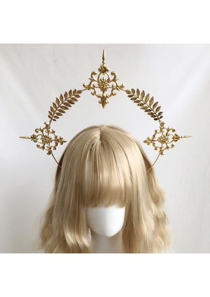 Kafa Bantları Tarzı C8 Lolita Metal Halo Taç Mary Tanrıça Kafa Bandı Kadın Cadılar Bayramı Cosplay Kostüm Başlığı (Yurt Dışından)