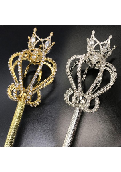 No.23 Boyutu Kristal Asa Değnek Altıngümüş Renk Tiaras ve Taçlar Asası Kral Kraliçe Düğün Pageant Parti Kostümleri El Sahne (Yurt Dışından) fiyatları