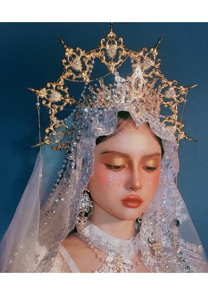 Kafa Bantları Tarzı C18 Lolita Metal Halo Taç Mary Tanrıça Kafa Bandı Kadın Cadılar Bayramı Cosplay Kostüm Başlığı (Yurt Dışından) modelleri
