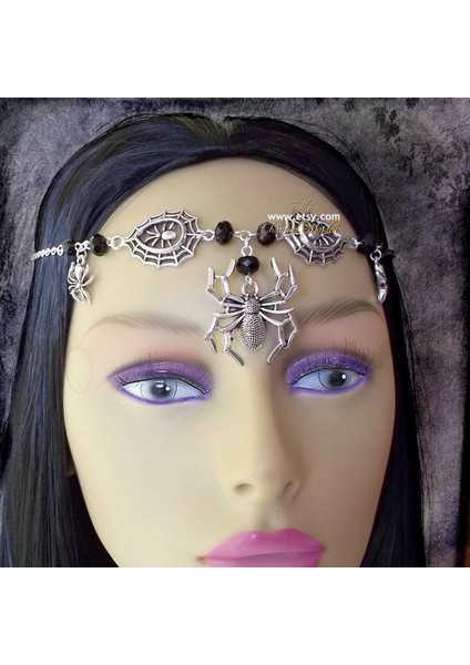 A4 Wicca Moon & Triskele Başlığı Gotik Baş Zinciri Ay Halkası Pagan Başlığı Wiccan Baş Zinciri (Yurt Dışından)