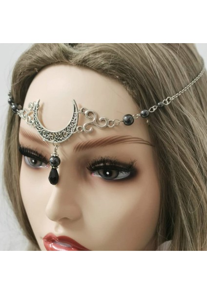 A4 Wicca Moon & Triskele Başlığı Gotik Baş Zinciri Ay Halkası Pagan Başlığı Wiccan Baş Zinciri (Yurt Dışından) modelleri