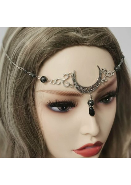 A4 Wicca Moon & Triskele Başlığı Gotik Baş Zinciri Ay Halkası Pagan Başlığı Wiccan Baş Zinciri (Yurt Dışından) fırsatları
