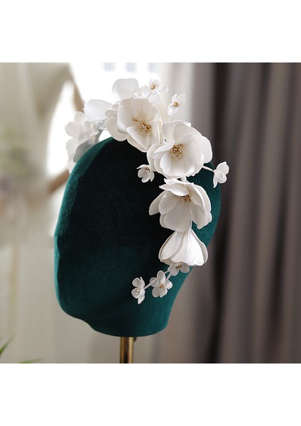 D Gelin Saç Takı Beyaz Çiçek Bantlar Hairbands El Yapımı Başlıklar Gelinler Kadınlar Için Şapkalar Headdress Düğün Aksesuarları (Yurt Dışından) fiyatları