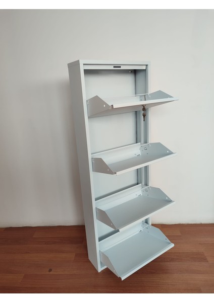 4'lü Metal Ayakkabılık Beyaz Kilitli fiyatları