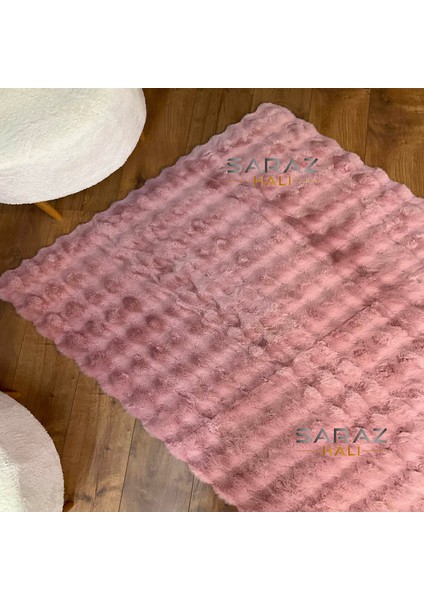 Bubble Tavşan Post Yumuşacık Tavşan Tüyü Kaymaz Yıkanabilir Pembe modelleri