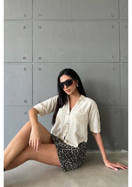 Pamuk Viskon Yazın Serinliği: Boxy Rahat Kesim Kısa Kollu Kadın Gömlek @parma fırsatları