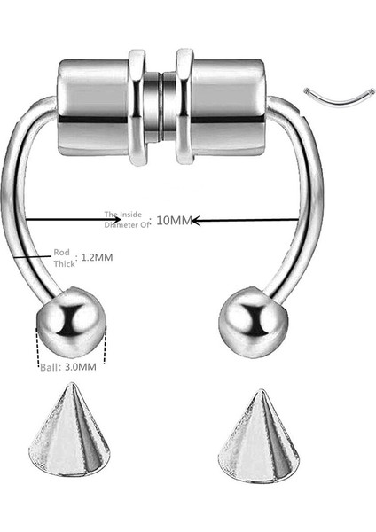 Çelik Renk Stili 1 Adet U Şekilli Sahte Burun Klipsleri Hoop Septum Yüzükler Paslanmaz Çelik Mıknatıs Plajda Oynamak Burun Piercing Sahte Piercing Hip Hop Rock (Yurt Dışından)