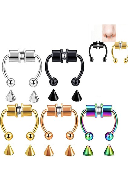 Çelik Renk Stili 1 Adet U Şekilli Sahte Burun Klipsleri Hoop Septum Yüzükler Paslanmaz Çelik Mıknatıs Plajda Oynamak Burun Piercing Sahte Piercing Hip Hop Rock (Yurt Dışından) fiyatları