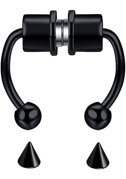 Çelik Renk Stili 1 Adet U Şekilli Sahte Burun Klipsleri Hoop Septum Yüzükler Paslanmaz Çelik Mıknatıs Plajda Oynamak Burun Piercing Sahte Piercing Hip Hop Rock (Yurt Dışından) modelleri
