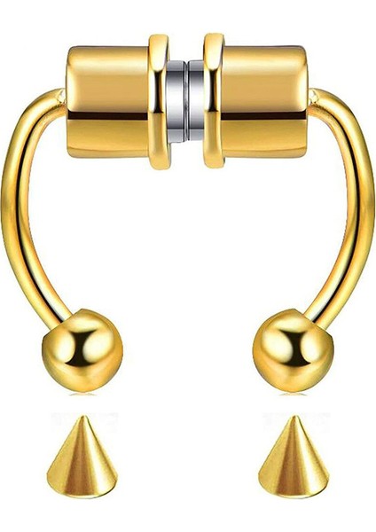 Altın Tarzı 1 Adet U Şekilli Sahte Burun Klipsleri Hoop Septum Yüzükler Paslanmaz Çelik Mıknatıs Plajda Oynamak Burun Piercing Sahte Piercing Hip Hop Rock (Yurt Dışından)