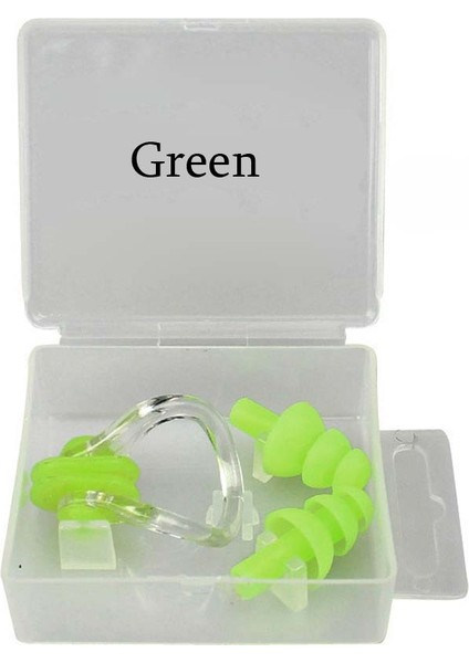 Yeşil Stil Hava Yüzme Kulak Tıkaçları Burun Klipsi Seti Su Geçirmez Yumuşak Silikon Sörf Dalış Yüzme Havuzu Kulak Tıkaçları Koruma Aksesuarları (Yurt Dışından)
