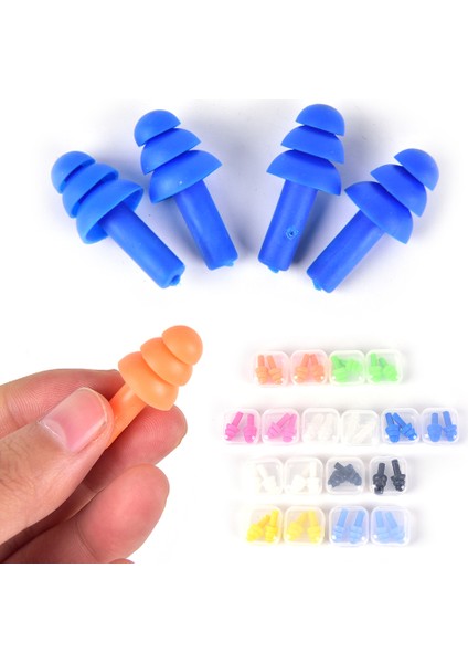 2 Adet Kutu Stili 2 Pairs Su Geçirmez Silikon Yüzme Kulak Tıkaçları Kulaklıklar Kulak Koruyucu Gürültü Azaltma Seyahat Uyku Için Koruyucu Kulaklıklar (Yurt Dışından)
