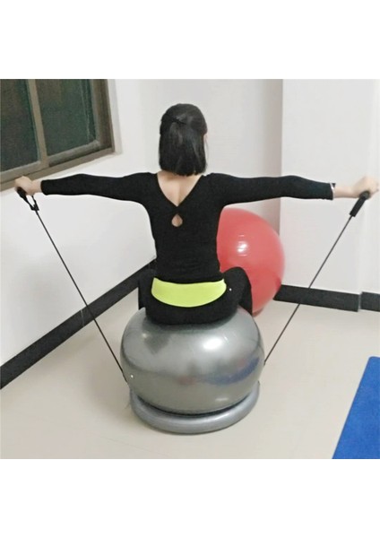 Gri Tarzı Egzersiz Topu Sandalyesi – Direnç Bantlı 65 cm Patlama Önleyici Yoga Topu - (Yurt Dışından)