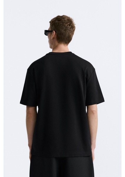 Bisiklet Yaka This Is Based On Real Life Story Baskılı Oversize Siyah Erkek T-Shirt